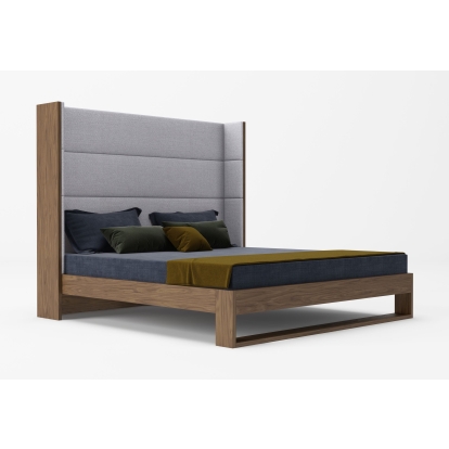 LA Furniture Eastern King Heloise Contemporary Grey Fabric & Walnut Trim Bed VGBBMA1502-BED-EK Contemporary Style by Vig Furnitrue Number 77929 Catch Home Goods