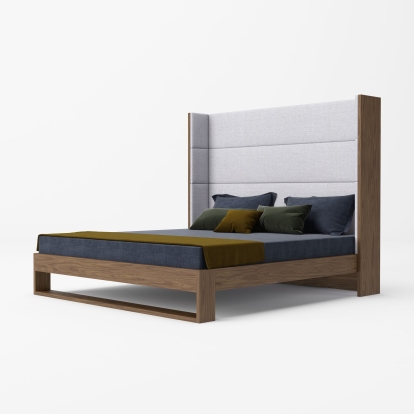 LA Furniture Heloise Contemporary Grey Fabric & Walnut Trim Bed VGBBMA1502-BED Contemporary Style by Vig Furnitrue Number 77930|77929 Catch Home Goods