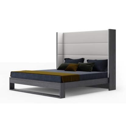 LA Furniture Heloise Eastern King Contemporary White Leather & Grey Elm Trim Bed VGBBMA1502-GRY-BED-EK Contemporary Style by Vig Furnitrue Number 79212 Catch Home Goods