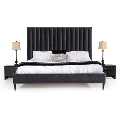 LA Furniture Eastern King Hemlock Modern Grey Velvet Bed VGKKB606-GRY-EK Contemporary Style by Vig Furnitrue Number 75116 Catch Home Goods