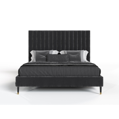 LA Furniture Hemlock Modern Dark Grey Velvet Bed VGKKB606-GRY Contemporary Style by Vig Furnitrue Number 75115|75116 Catch Home Goods