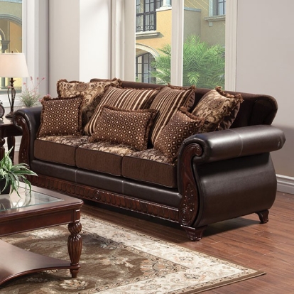 Furniture Of America Franklin Traditional Dark Brown/Tan Sofa Model SM6106N-SF
