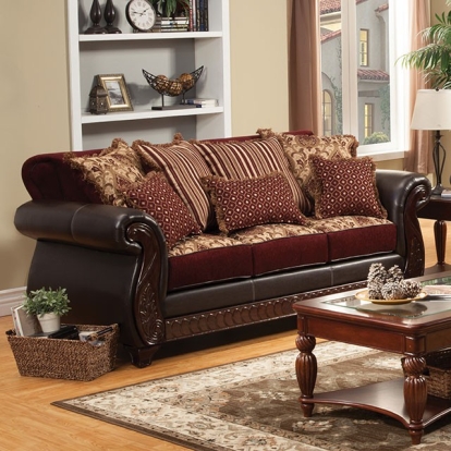 Furniture Of America Franklin Traditional Burgundy/Espresso Sofa Model SM6107N-SF