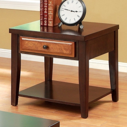 Furniture Of America Seneca Transitional Dark Oak/Dark Cherry End Table Model CM4052E