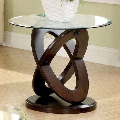 Furniture Of America Atwood Contemporary Dark Walnut Round End Table Model CM4401E