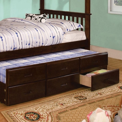 Furniture Of America University Cottage Dark Walnut Twin Trundle W/ 3 Drawers Model CM-BK458CTR-EXP
