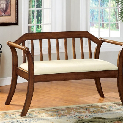 Furniture Of America Derby Cottage Dark Oak/Beige Bench Model CM-BN6681