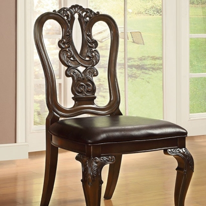 Furniture Of America Bellagio Traditional Brown Cherry/Dark Brown Wooden Side Chair (2/Box) Model CM3319W-SC-2PK