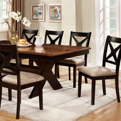 Furniture Of America Liberta Transitional Dark Oak/Black/Beige Dining Table Model CM3776T-TABLE