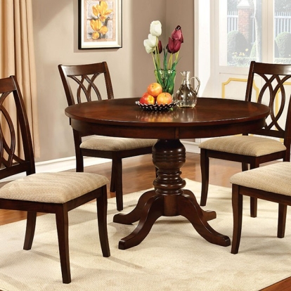 Furniture Of America Carlisle Transitional Brown Cherry Round Dining Table Model CM3778RT-TABLE