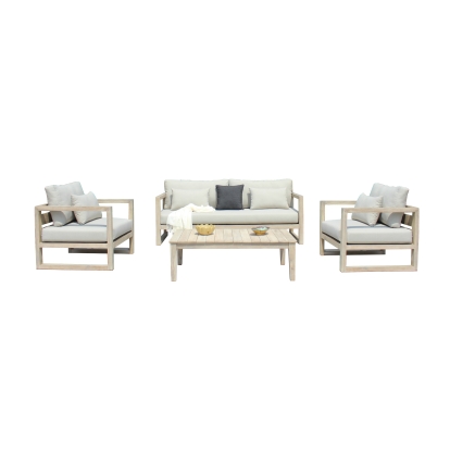 LA Furniture Calm Outdoor Grey + Acacia Sofa Set VGATRASF-229 Contemporary Style by Vig Furnitrue Number 80831 Catch Home Goods