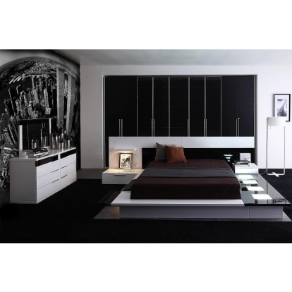 LA Furniture Impera Modern Black and White Lacquer Walk-on Platform Bed VGWCIMPERA Contemporary Style by Vig Furnitrue Number 11689|11690|11691 Catch Home Goods