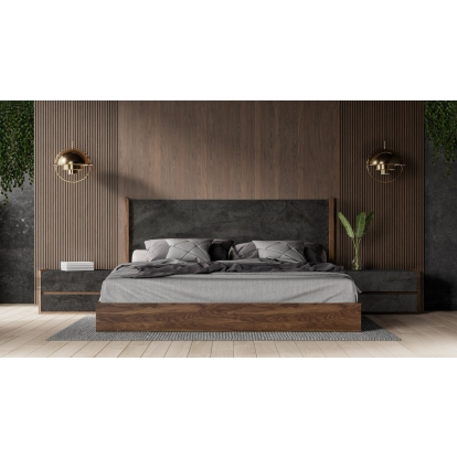 LA Furniture Rado Modern Walnut & Volcanic Slate Bedroom set VGACRADO-WAL-BED-SET Contemporary Style by Vig Furnitrue Number 82582|82583|82584 Catch Home Goods