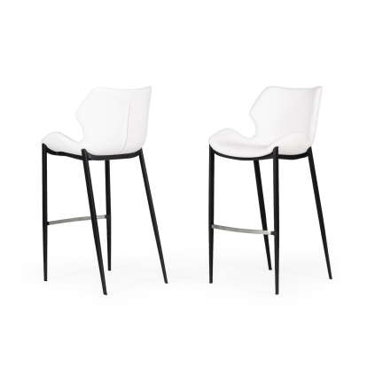 LA Furniture Ithaca Modern White Leatherette Bar Stool (Set of 2) VGHR5409B-WHT Contemporary Style by Vig Furnitrue Number 77237Z Catch Home Goods