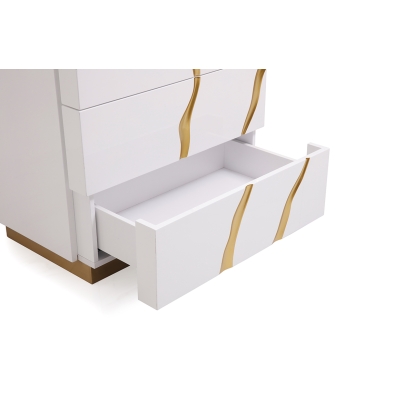 LA Furniture Aspen Modern White & Gold Chest VGVCJ1801-5H-WHT Contemporary Style by Vig Furnitrue Number 75641 Catch Home Goods