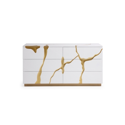 LA Furniture Aspen Modern White & Gold Dresser VGVCJ1801-D-WHT Contemporary Style by Vig Furnitrue Number 75640 Catch Home Goods