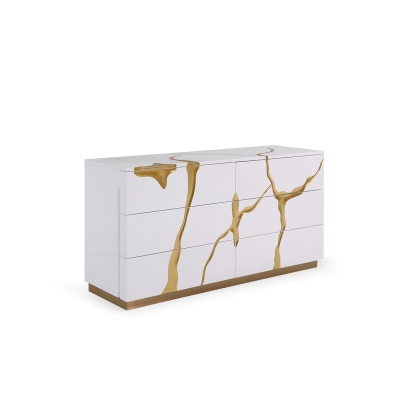 LA Furniture Aspen Modern White & Gold Dresser VGVCJ1801-D-WHT Contemporary Style by Vig Furnitrue Number 75640 Catch Home Goods