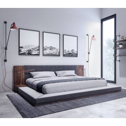 LA Furniture Eastern King Jagger Modern Dark Grey & Walnut Bed VGMABR-55-BED-EK Contemporary Style by Vig Furnitrue Number 78259 Catch Home Goods