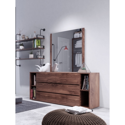 LA Furniture Jagger Modern Walnut Dresser & Mirror Set VGMABR-55-DRS-SET Contemporary Style by Vig Furnitrue Number 74155 Catch Home Goods