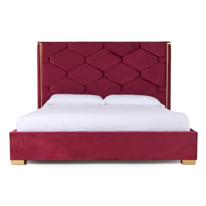 LA Furniture Queen Janet Modern Red Velvet + Gold Bed VGVC-BD1820-BED-Q Contemporary Style by Vig Furnitrue Number 75450 Catch Home Goods