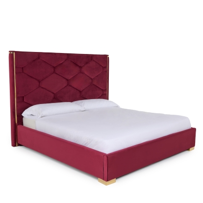 LA Furniture Queen Janet Modern Red Velvet + Gold Bed VGVC-BD1820-BED-Q Contemporary Style by Vig Furnitrue Number 75450 Catch Home Goods