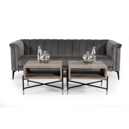 LA Furniture Jeremy Modern Grey Velvet Sofa VGVI32202-FK-3P-GRY Contemporary Style by Vig Furnitrue Number 75375 Catch Home Goods