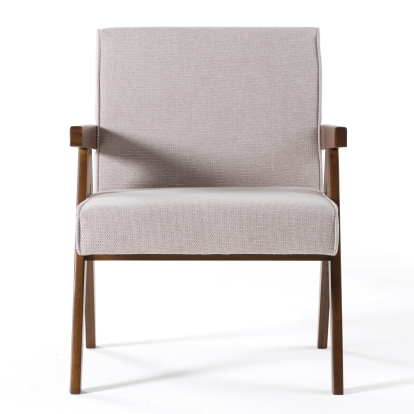 LA Furniture Joseline Modern Beige Fabric + Walnut Accent Chair (Set of 2) VGMA-MI-1283-BGE Contemporary Style by Vig Furnitrue Number 82629Z Catch Home Goods