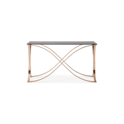 LA Furniture Reklaw Modern Smoked Glass & Rosegold Console Table VGVCK836 Contemporary Style by Vig Furnitrue Number 74643 Catch Home Goods