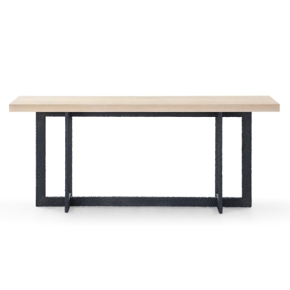 LA Furniture K8963 Sample Natural Oak + Black Metal Console Table VGVC-K8963 Contemporary Style by Vig Furnitrue Number 81982 Catch Home Goods