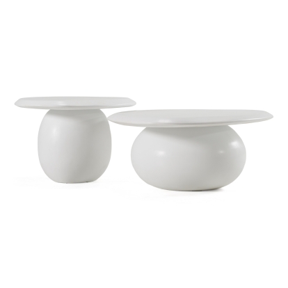 LA Furniture Kalvin Modern Ivory Concrete Nesting Coffee Table Set VGGR-675536-675541-IVY Contemporary Style by Vig Furnitrue Number 85691 Catch Home Goods