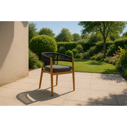 LA Furniture Kamari Outdoor Grey Olefin Fabric + Teak Dining Chair (Set of 2) VGEF-LOIVRE-CHR Contemporary Style by Vig Furnitrue Number 83435Z Catch Home Goods