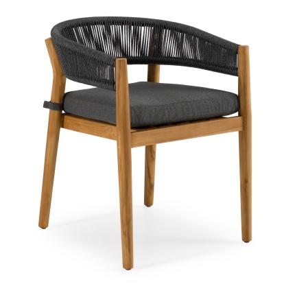 LA Furniture Kamari Outdoor Grey Olefin Fabric + Teak Dining Chair (Set of 2) VGEF-LOIVRE-CHR Contemporary Style by Vig Furnitrue Number 83435Z Catch Home Goods