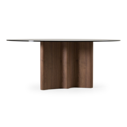 LA Furniture Kaye Modern Walnut + Glass 71" Round Dining Table VGBBMI2102A-BRN-DT Contemporary Style by Vig Furnitrue Number 79027 Catch Home Goods