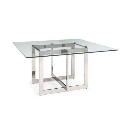 LA Furniture Keaton Square Modern Glass + Stainless Steel Dining Table VGVCT8961-DT Contemporary Style by Vig Furnitrue Number 78088 Catch Home Goods