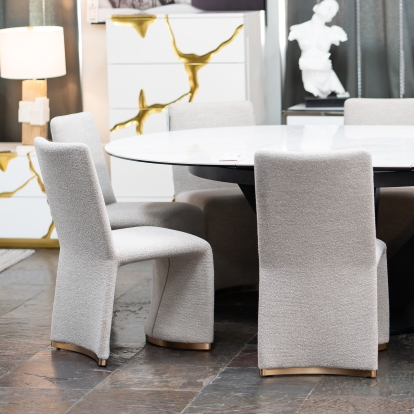 LA Furniture Kenda Contemporary Grey and Brushed Gold Dining Chair (Set of 2) VGVCB098-GRY Contemporary Style by Vig Furnitrue Number 81196Z Catch Home Goods