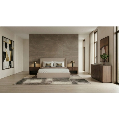 LA Furniture Kiro + Roma Modern Tan Fabric + Walnut 4-Piece Bedroom Set VGMA-BR-176-ROMA-WAL4PC Contemporary Style by Vig Furnitrue Number 86297|86298 Catch Home Goods