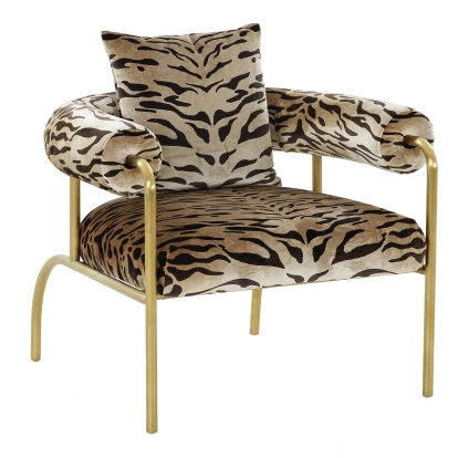 LA Furniture Kola Gold Zebra Print Accent Chair VGODZW-21051-GOLD-CH Contemporary Style by Vig Furnitrue Number 79526|79526A Catch Home Goods