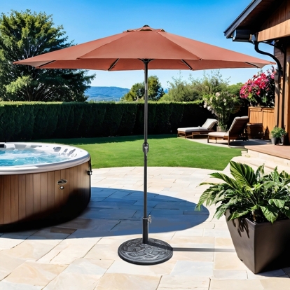 Furniture Of America Mora Contemporary Burgundy 11' Outdoor Umbrella + 21" Round Base Model LA-A011RD+BASE