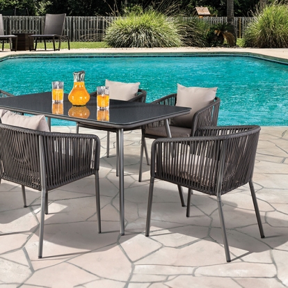 Furniture Of America Tushari Contemporary Dark Gray/Light Gray 8 Pc. Outdoor Dining Set Model LA-A020LG-7PC