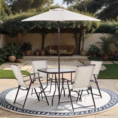 Furniture Of America Fallone Transitional Beige 7 Pc. Outdoor Dining Set Model LA-D004BR-6PK