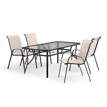 Furniture Of America Pierro Transitional Beige 5 Pc. Outdoor Dining Set Model LA-D012BK-5PC-SV