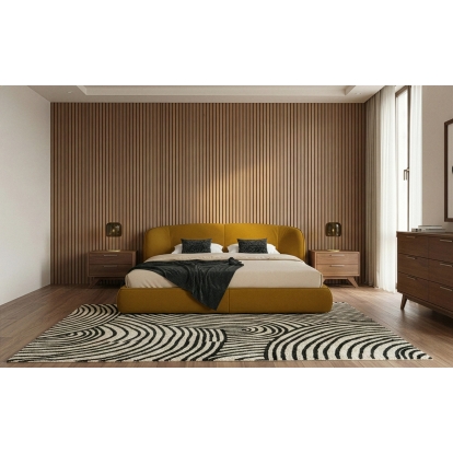 LA Furniture Eastern King Lambert + Soria Modern Burnt Orange Fabric + Walnut 4-Piece Bedroom Set VGEV-A129-BR-32-ORGWAL-EK Contemporary Style by Vig Furnitrue Number 86288 Catch Home Goods