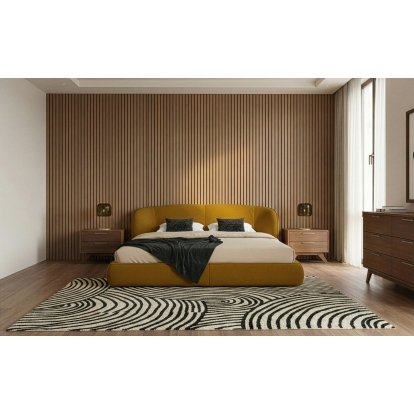 LA Furniture Lambert + Soria Modern Burnt Orange Fabric + Walnut 4-Piece Bedroom Set VGEV-A129-BR-32-ORGWAL Contemporary Style by Vig Furnitrue Number 86287|86288 Catch Home Goods