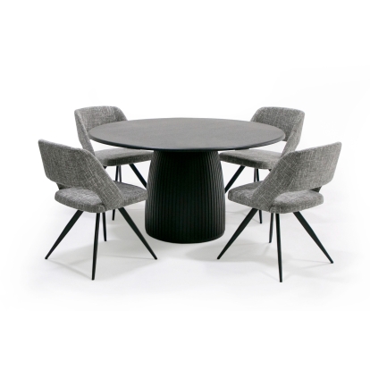 LA Furniture Lander Modern Mid Century Black Oak Round Dining Table VGDW-J3630-1-BLK Contemporary Style by Vig Furnitrue Number 80419 Catch Home Goods