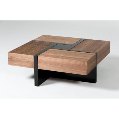 LA Furniture Makai Modern Walnut & Black Square Coffee Table VGBBLE624E Contemporary Style by Vig Furnitrue Number 73202A Catch Home Goods