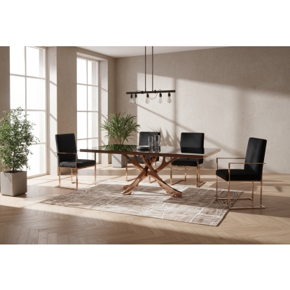 LA Furniture Legend Modern Black Glass & Rosegold Dining Table VGVCT8222-G22-BLK Contemporary Style by Vig Furnitrue Number 77367 Catch Home Goods
