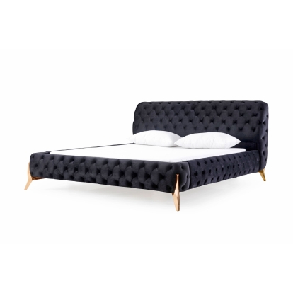 LA Furniture Legend Modern Black Velvet & Rosegold Bed VGVCBD8111-15-BLKROSE-BED Contemporary Style by Vig Furnitrue Number 78051|78052|78053 Catch Home Goods