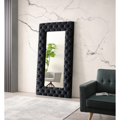 LA Furniture Legend Transitional Black Velvet Floor Mirror VGVCJ8111-3H-BLK-MIR Contemporary Style by Vig Furnitrue Number 78517 Catch Home Goods