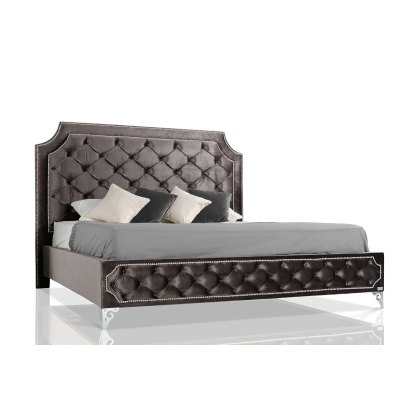 LA Furniture California King Leilah Transitional Tufted Fabric Bed VGKNLEILAH-GREY-CK Contemporary Style by Vig Furnitrue Number 15778 Catch Home Goods