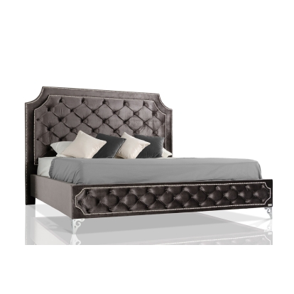 LA Furniture California King Leilah Transitional Tufted Fabric Bed VGKNLEILAH-GREY-CK Contemporary Style by Vig Furnitrue Number 15778 Catch Home Goods